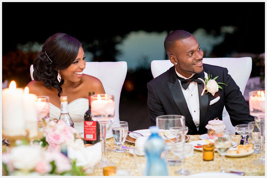 Bride and Groom react to speeches